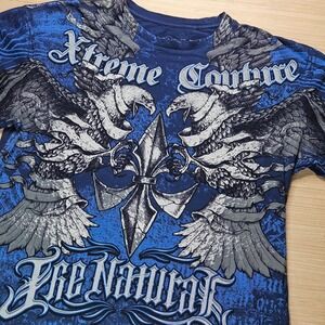 Xtreme Couture Randy The Natural T Shirt Mens Large Double Sided Blue Eagle